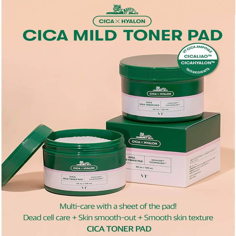 VT Cosmetics - Cica Mild Toner Pad (60ea)